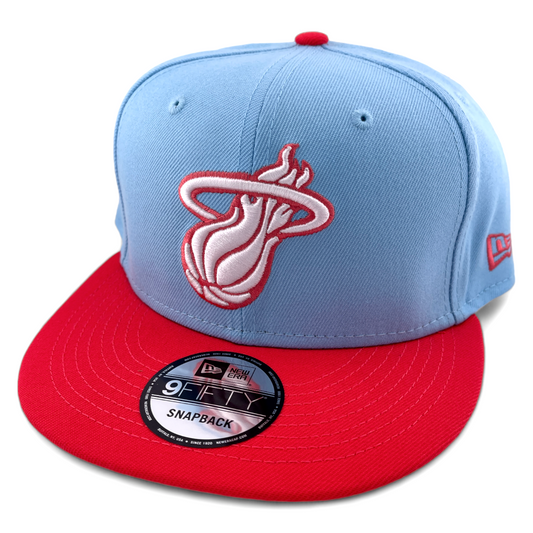 New Era Miami Heat NBA 2-Tone Color Pack Teal Blue/Pink 9FIFTY Snapback Hat Cap