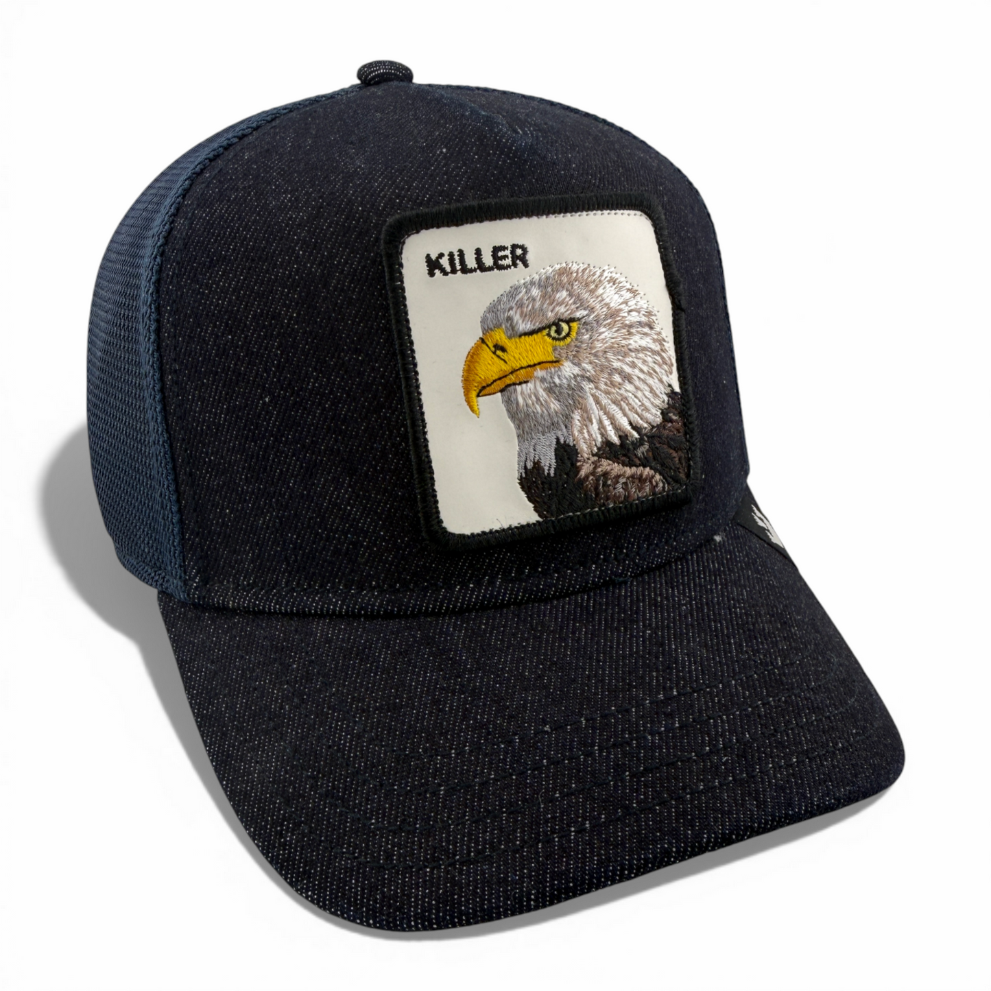 Goorin Bros The Killer Eagle Farm Denim Mesh Trucker Snapback Adjustable Hat Cap