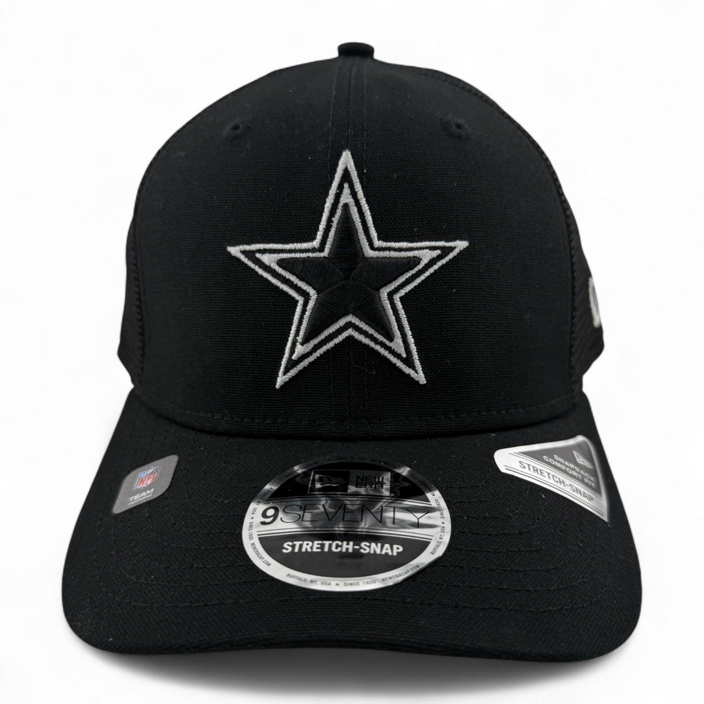 New Era Dallas Cowboys NFL Black Canvas 9Seventy Trucker Stretch-Snapback Hat