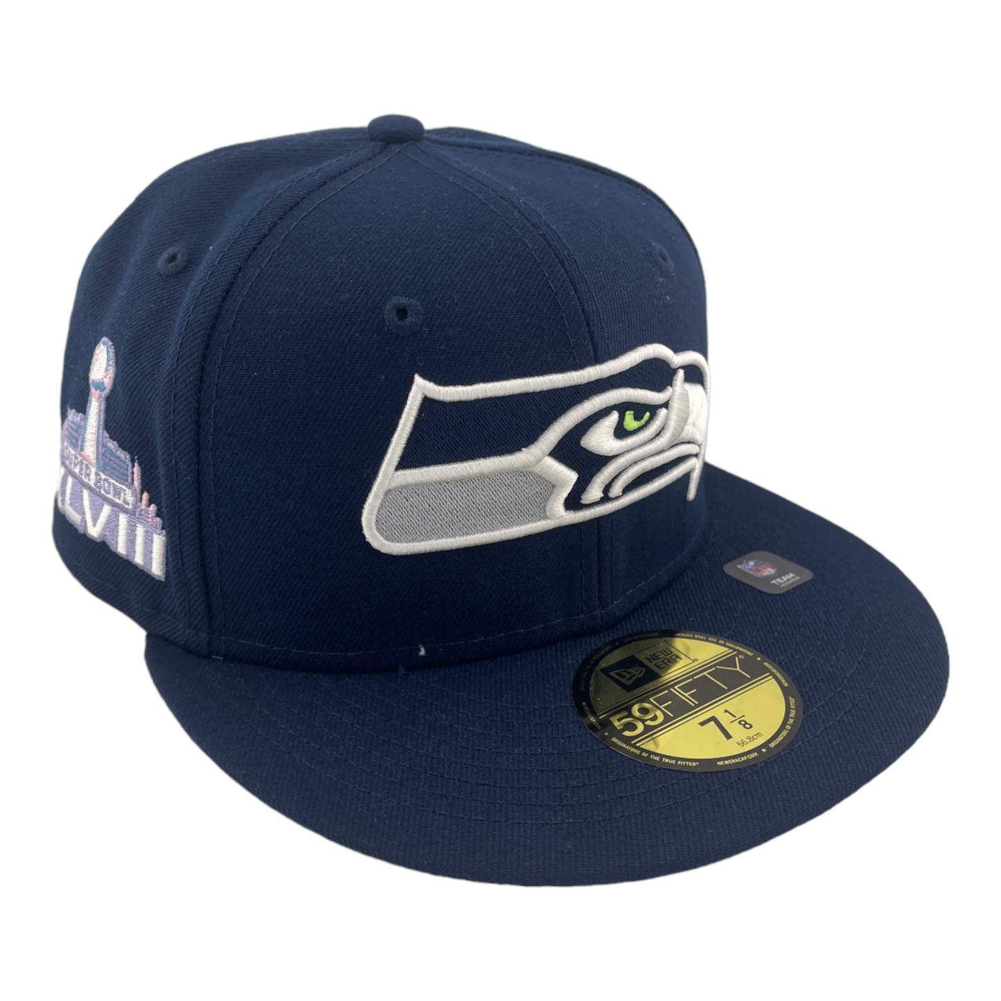 New Era Seattle Seahawks Super Bowl XLVIII Side Patch Blue 59FIFTY Fitted Hat Cap