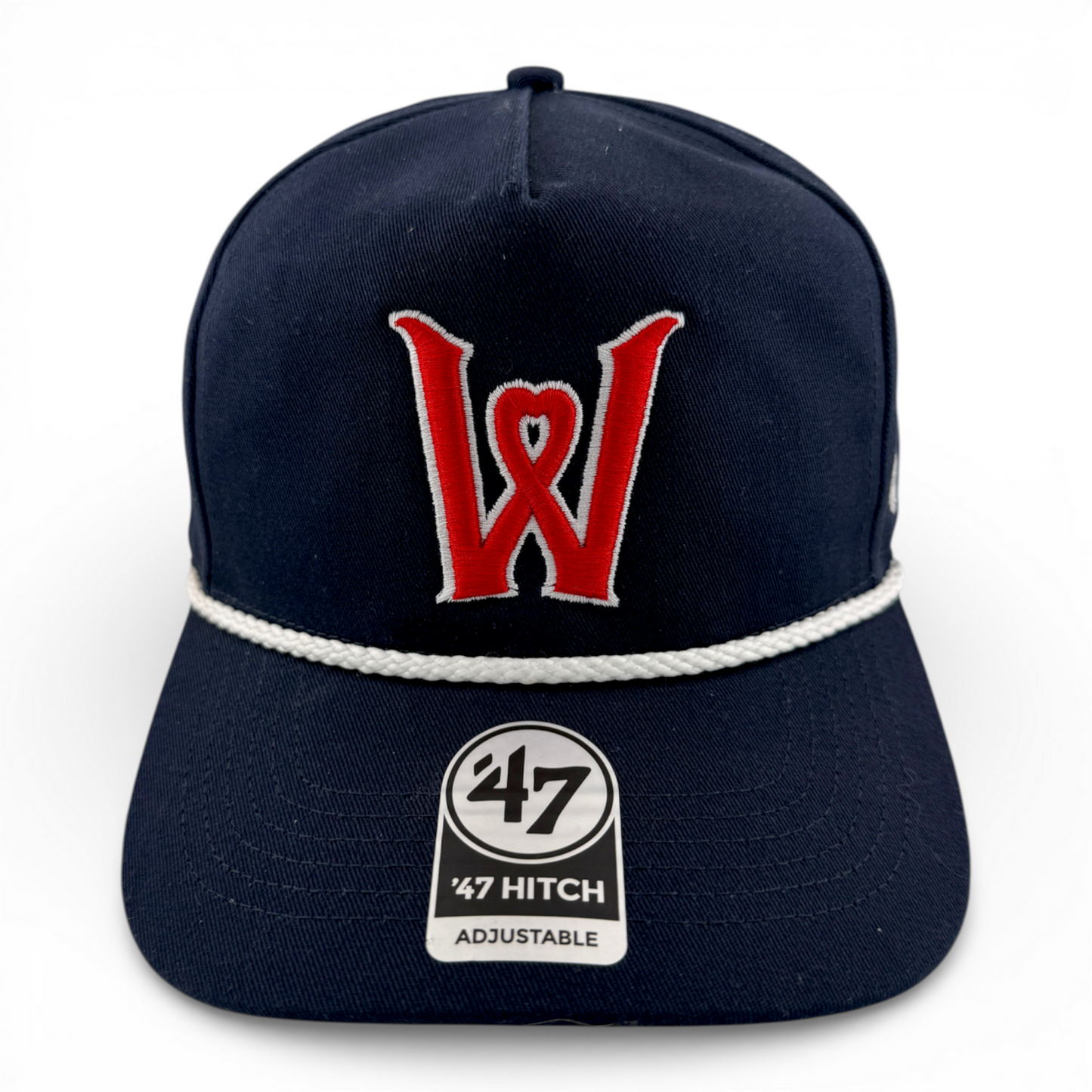 '47 Brand Worcester Red Sox WooSox Navy Heart Hitch Rope Snapback Adjustable Hat