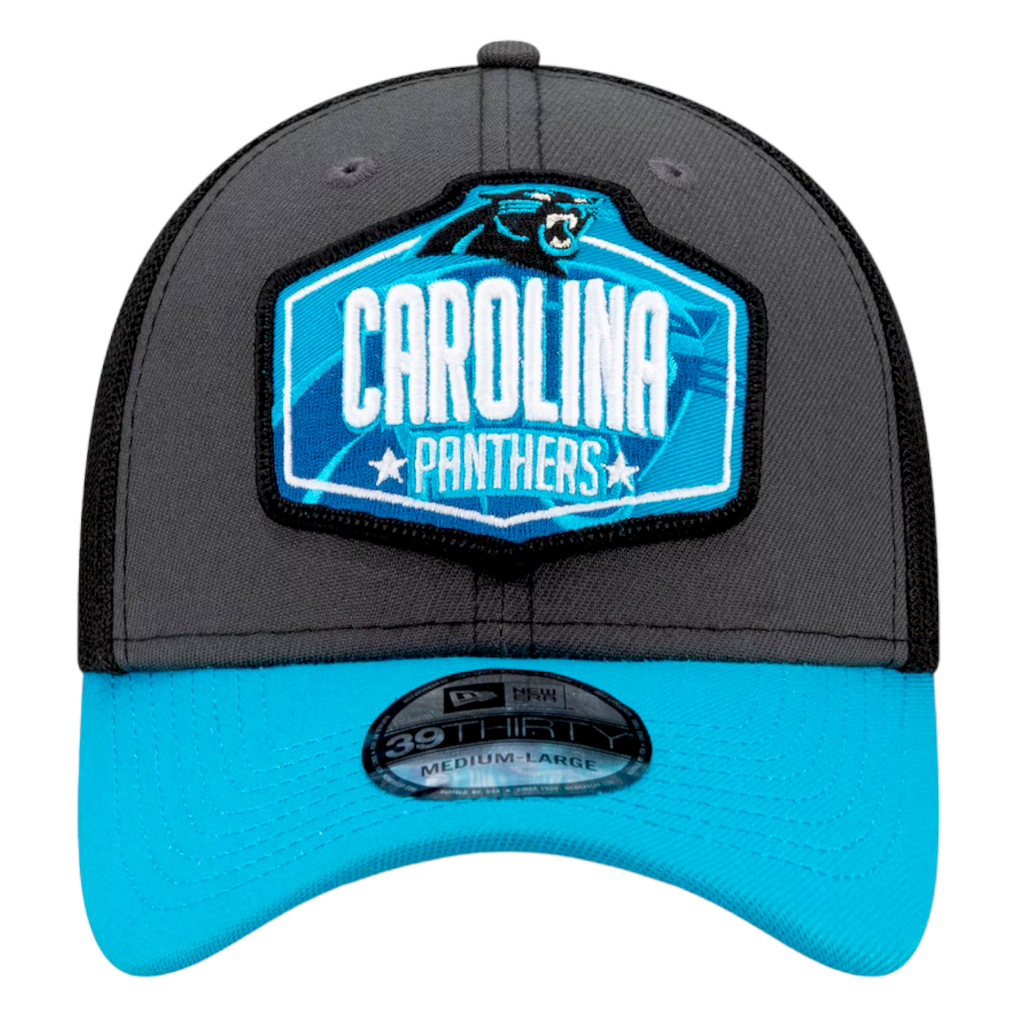 New Era Carolina Panthers 2021 NFL Draft Blue/Grey 39Thirty Flex Trucker Hat Cap