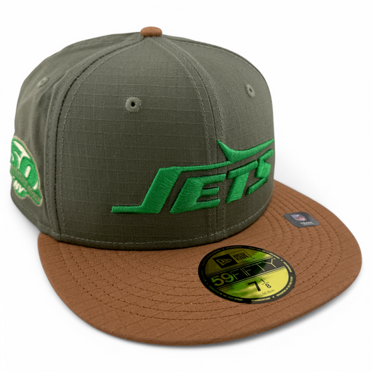 New Era New York Jets NFL Ripstop Olive 50th Anniversary 59Fifty Fitted Hat Cap
