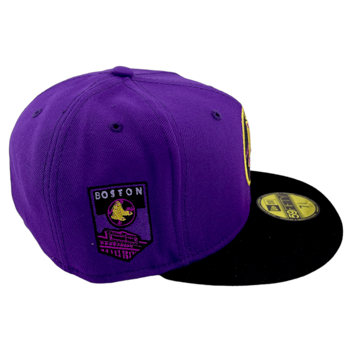 New Era Boston Red Sox MLB Patch Purple Metallic Gold 59Fifty Fitted Hat Cap