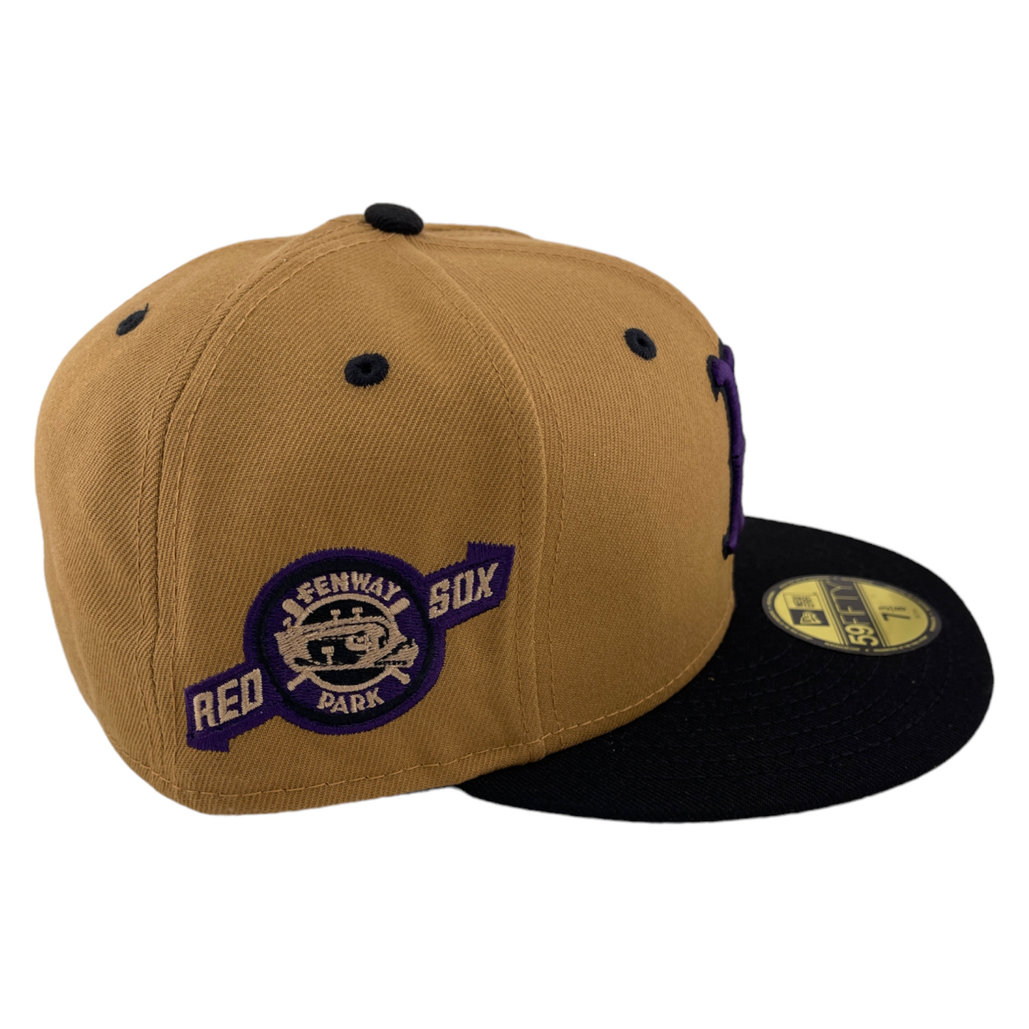 New Era Boston Red Sox MLB Fenway Park Patch Tan/Purple 59Fifty Fitted Hat Cap