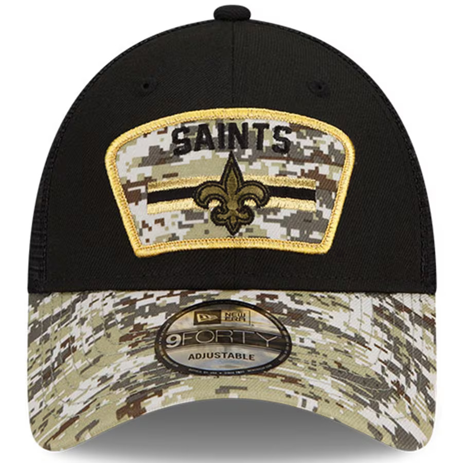 New Era New Orleans Saints Salute to Service Black/Camo 9Forty Snapback Hat Cap