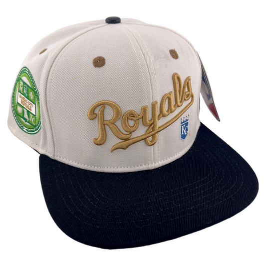 Pro Standard Kansas City Royals MLB Script Logo Patch Ivory/Gold Snapback Hat Cap