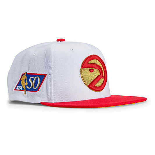 Mitchell & Ness Atlanta Hawks NBA 50th Anniversary Patch White Snapback Hat