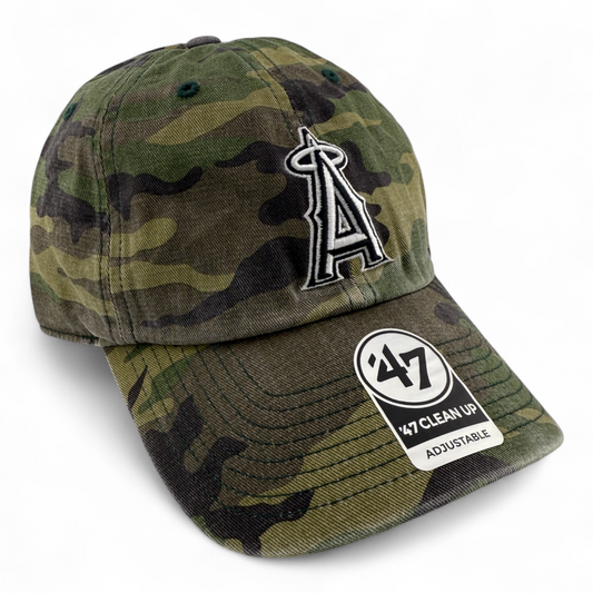'47 Brand Los Angeles Angels LA MLB Camo Camouflage Clean Up Adjustable Dad Hat