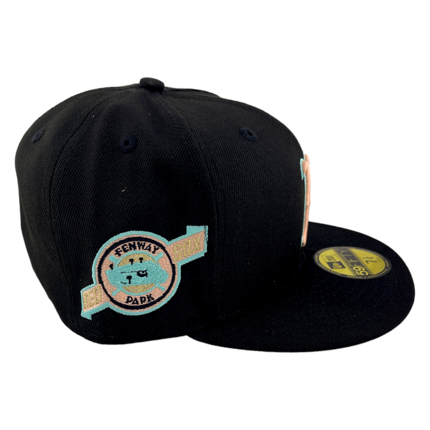 New Era Boston Red Sox MLB Fenway Park Patch Black/Teal 59Fifty Fitted Hat Cap