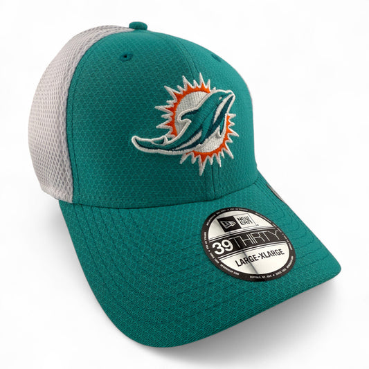 New Era Miami Dolphins NFL Teal/White Hex Neo Mesh Back 39Thirty Flex Fit Hat