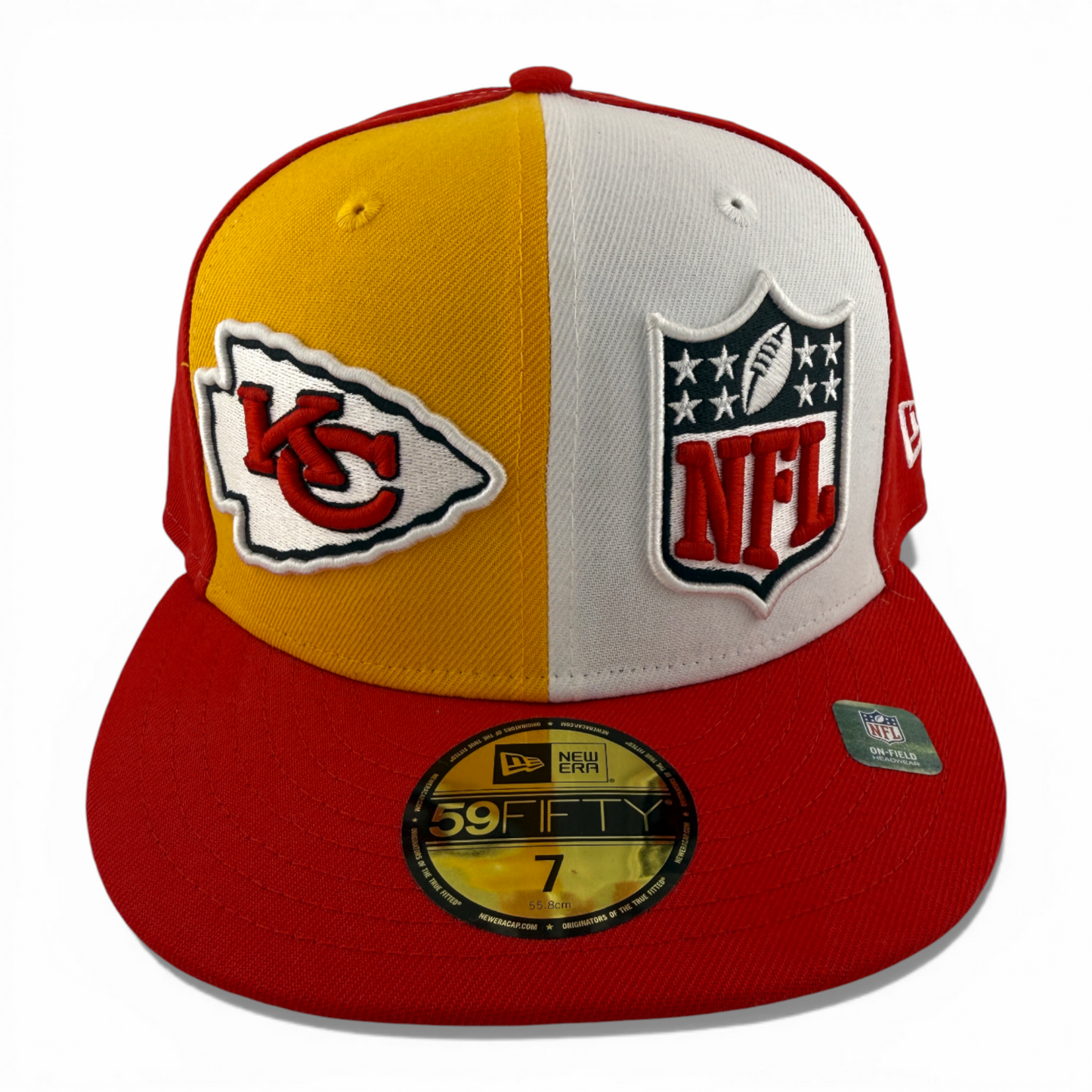 New Era Kansas City Chiefs NFL 2023 Sideline Split Logo 59FIFTY Fitted Hat Cap