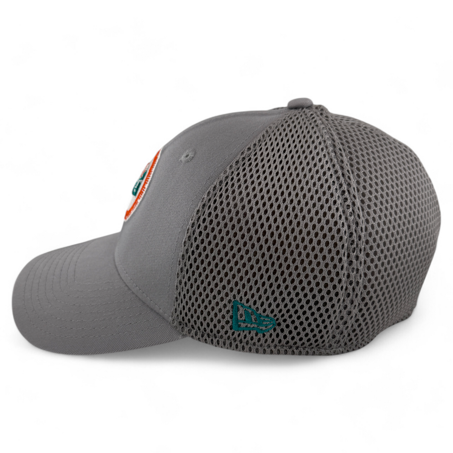 New Era Miami Dolphins NFL Logo Grey Neo Mesh Back 39Thirty Flex Fit Hat Cap