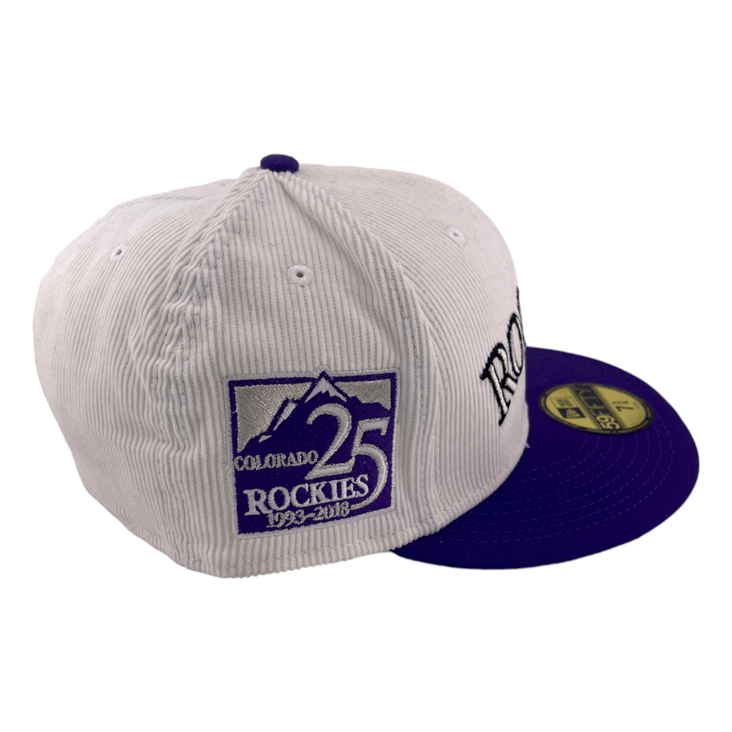 New Era Colorado Rockies 25th Anniversary Patch Script Cream Cord 59FIFTY Hat Cap