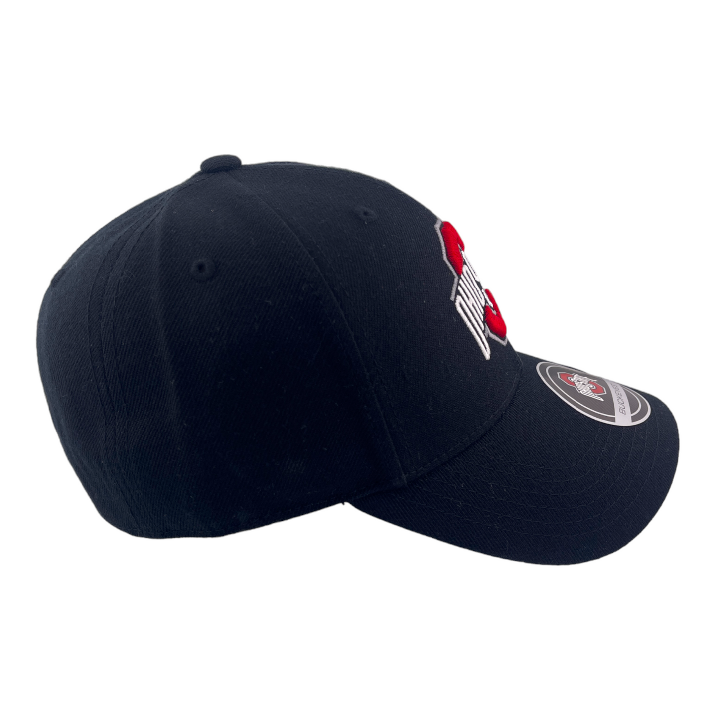 Ohio State University Buckeyes Black/Red Logo Memory Fit Fitted Baseball Hat Cap