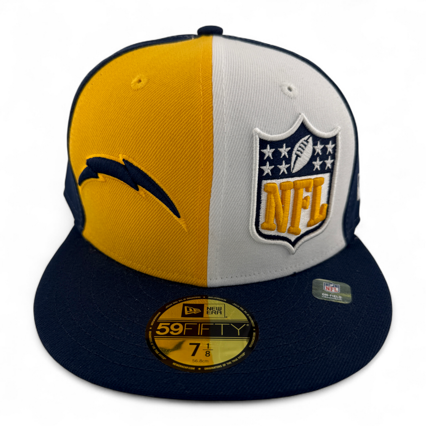 New Era Los Angeles Chargers NFL 2023 Sideline Split Logo 59FIFTY Fitted Hat Cap