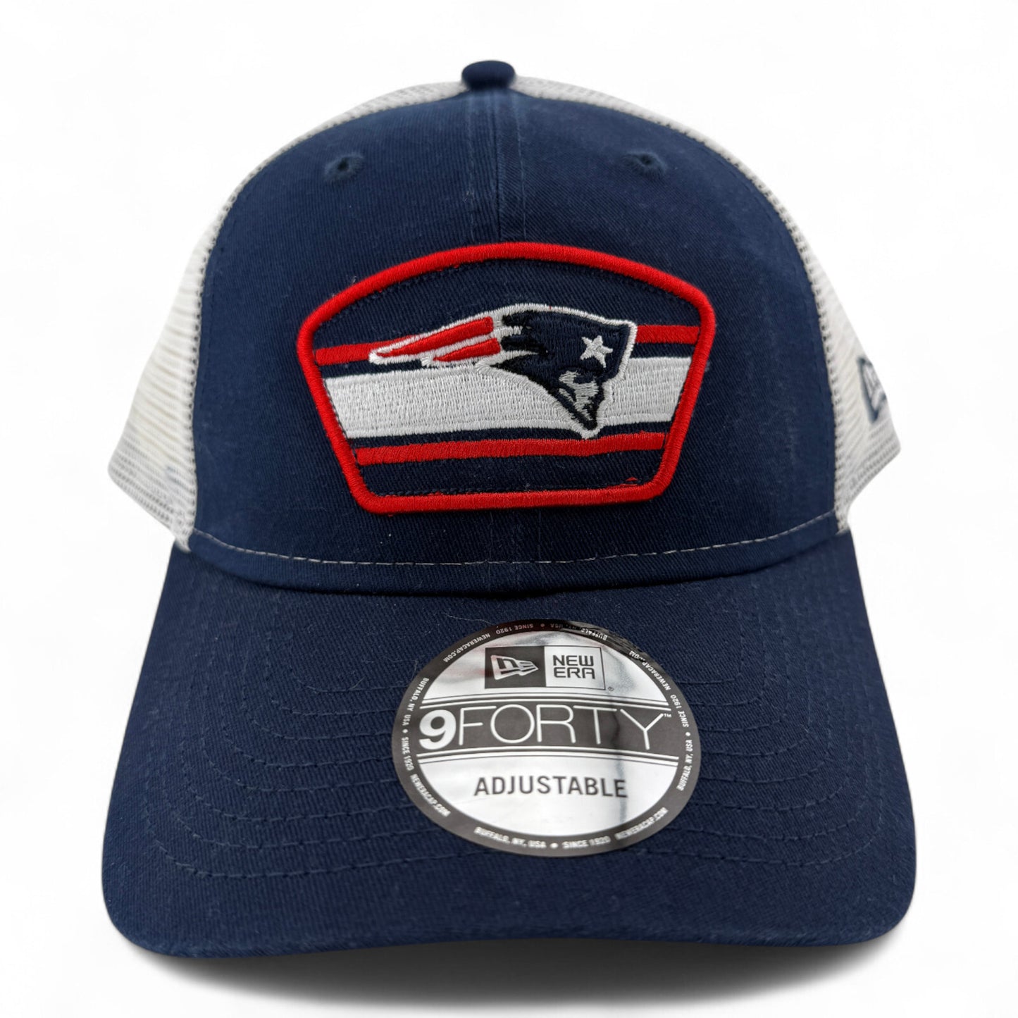 New Era New England Patriots NFL Patch Logo 9Forty Trucker Mesh Snapback Hat Cap
