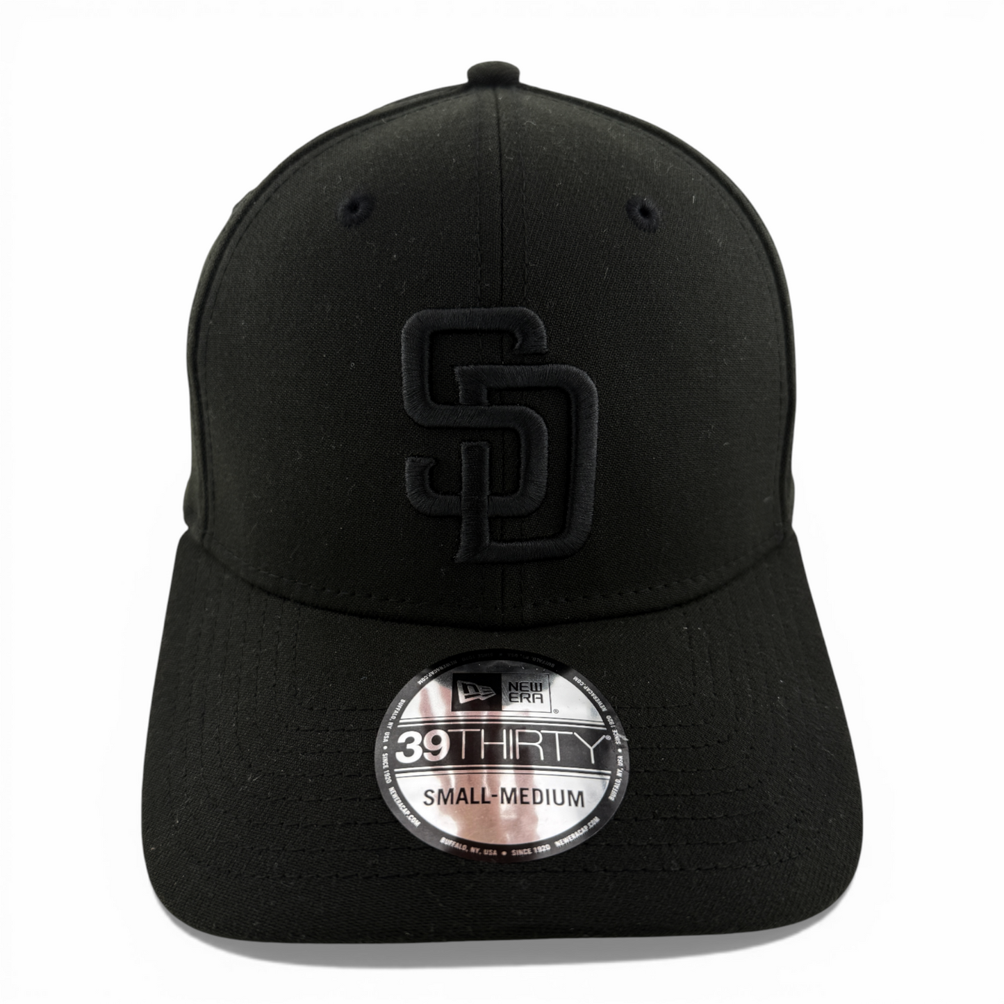New Era San Diego Padres MLB All Blackout Blacked Out 39Thirty Flex Fit Hat Cap