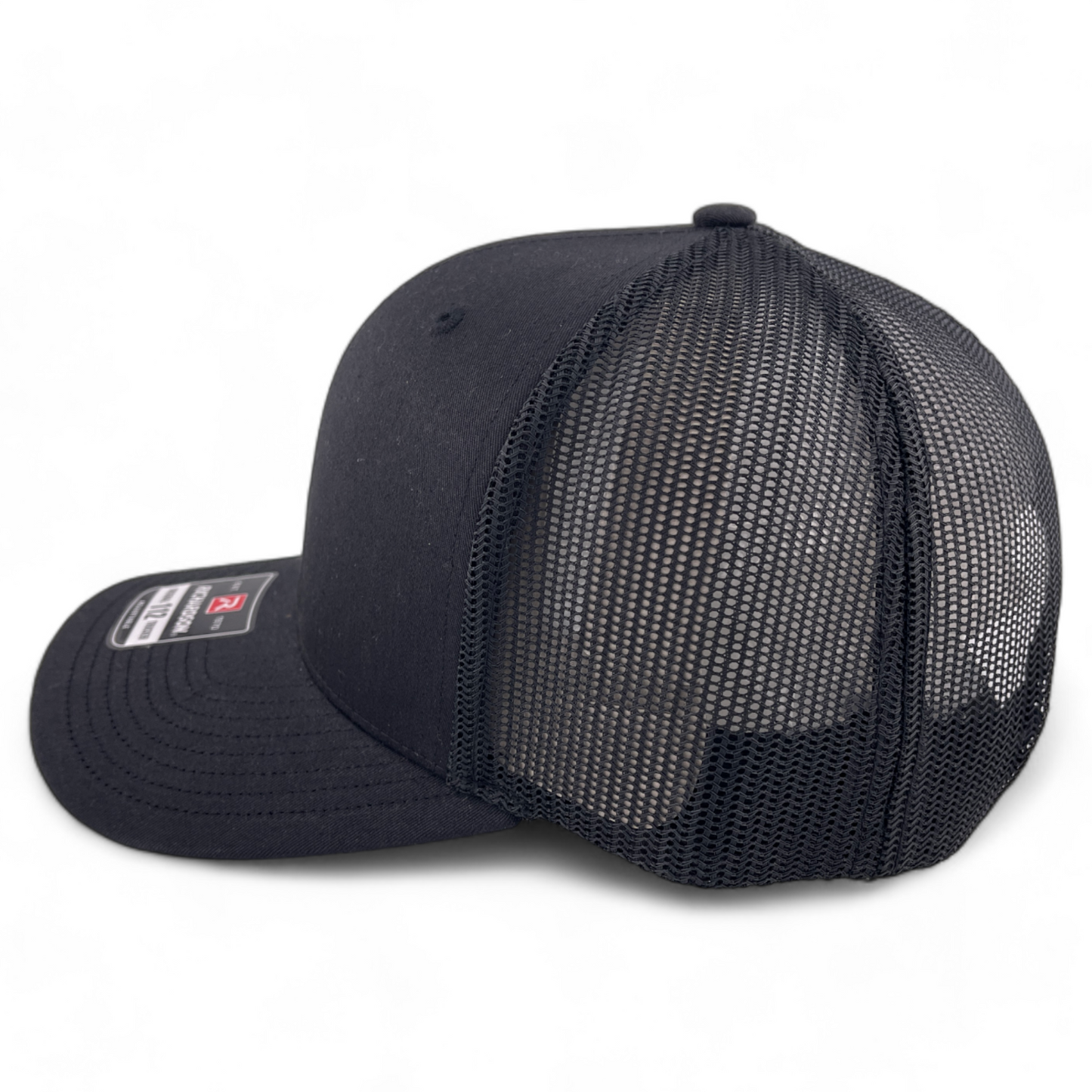 Richardson Blank All Black Original 112 Mesh Back Trucker Adjustable Hat Cap