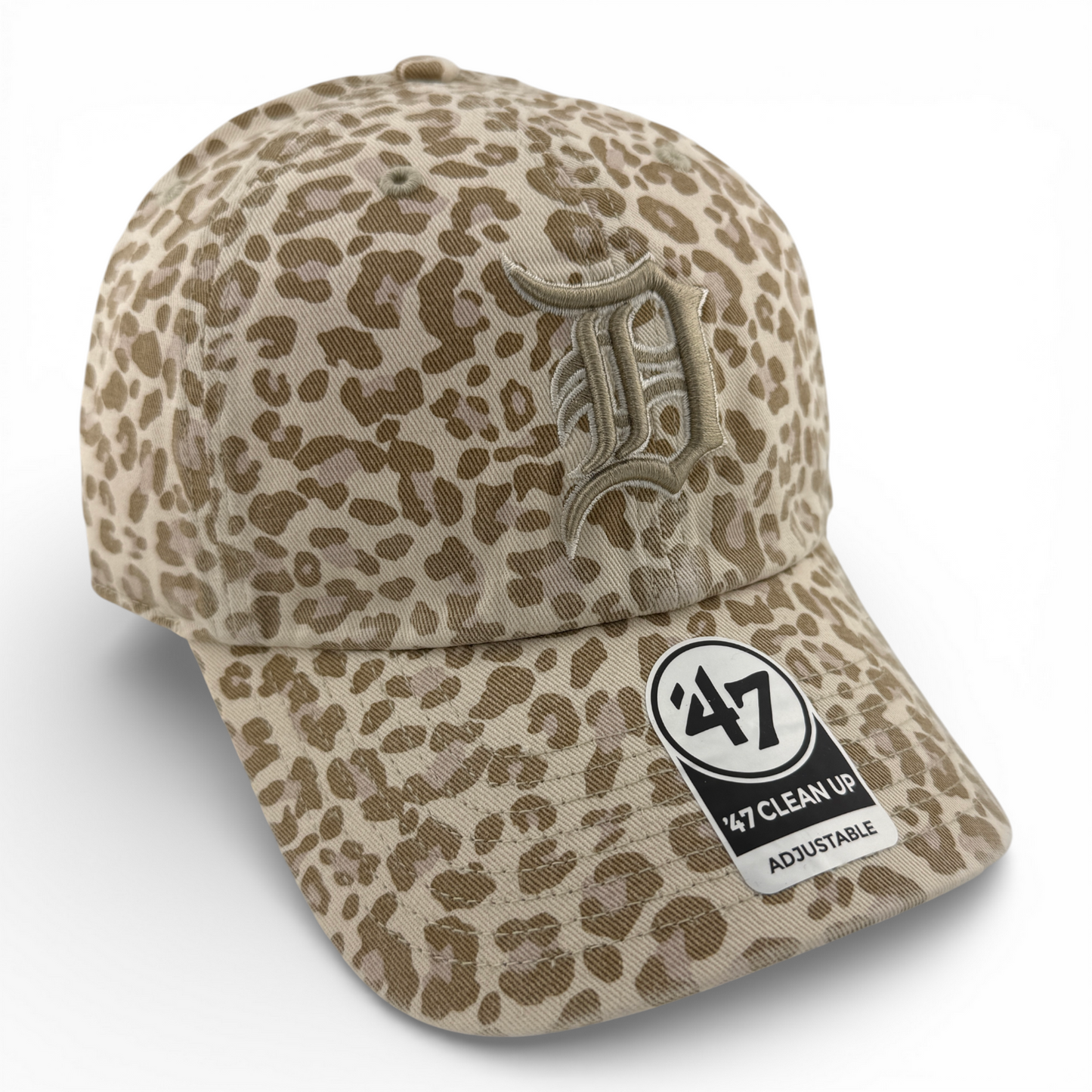 '47 Brand Detroit Tigers MLB Tan Khaki Leopard Clean Up Adjustable Dad Hat Cap