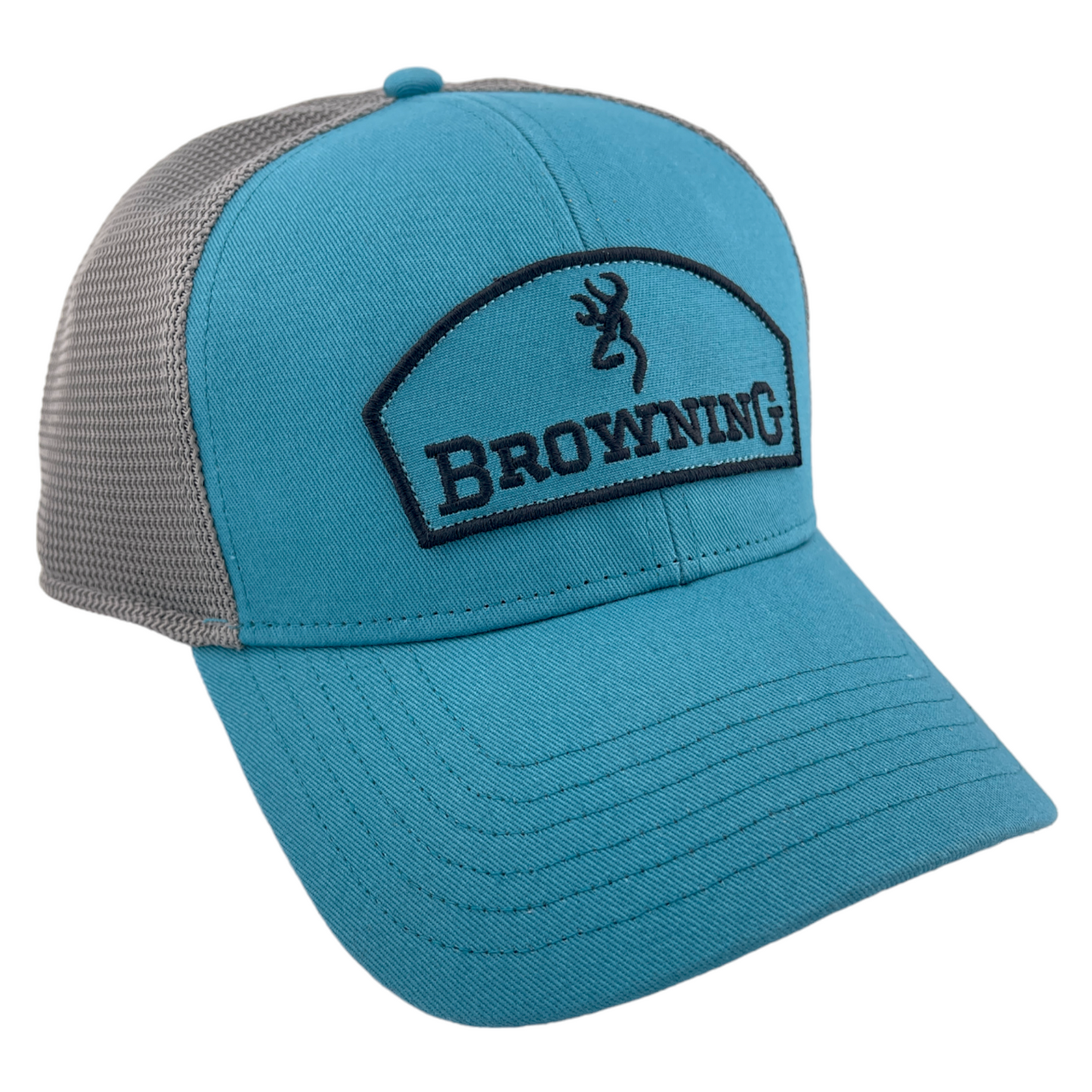 Browning Company Logo Teal/Gray Mesh Back Snapback Trucker Adjustable Hat Cap