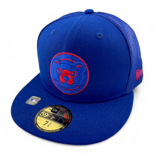 New Era Chicago Cubs MLB Batting Practice Blue 59FIFTY Mesh Back Fitted Hat Cap