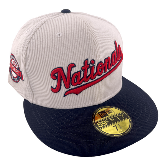 New Era Washington Nationals 10th Anniversary Script Cream Cord 59FIFTY Hat Cap