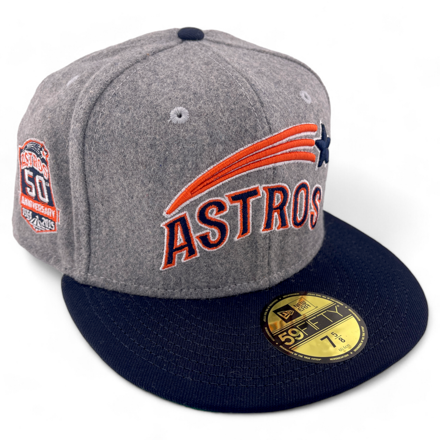 New Era Houston Astro MLB 50th Anniversary Grey Wool Pack 59Fifty Fitted Hat Cap