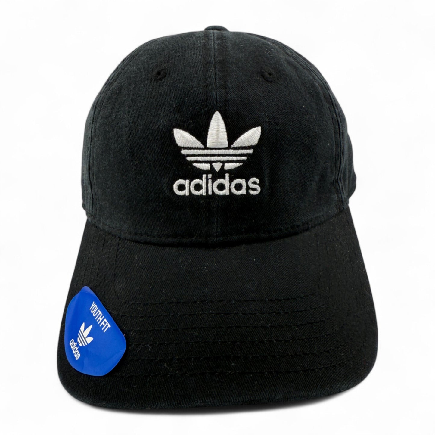 Adidas Originals PreCurved Washed Black Adjustable Baseball Cap Hat Child Youth