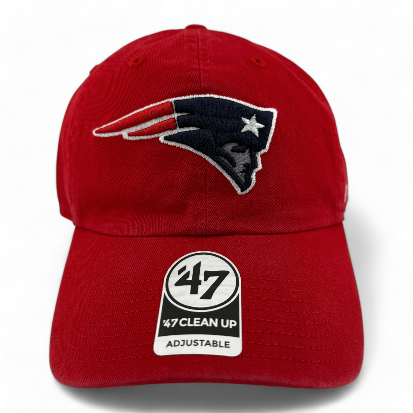 '47 Brand New England Patriots NFL Red Logo Clean Up Adjustable Dad Hat Cap