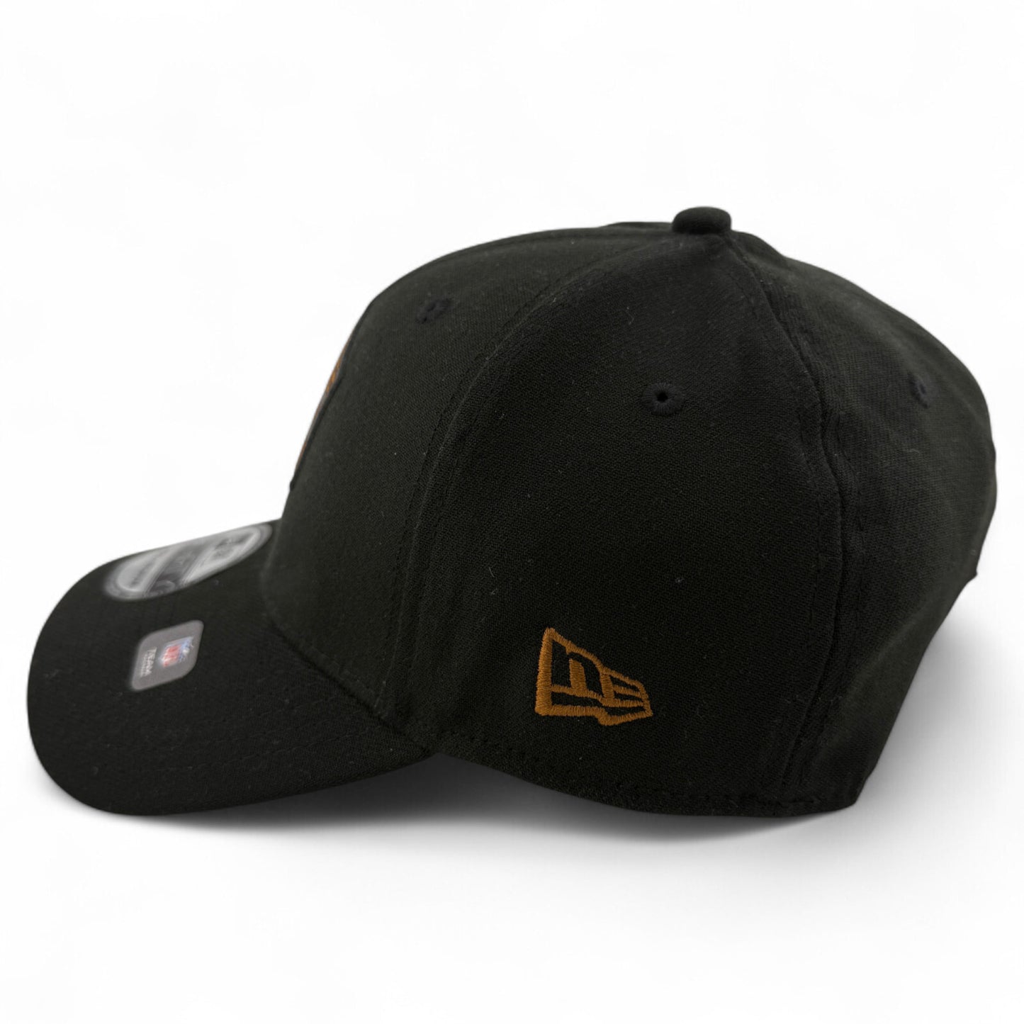 New Era Carolina Panthers NFL Black Gulch Brown Patch 39Thirty Flex Fit Hat Cap