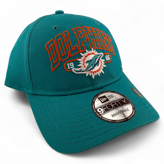 New Era Miami Dolphins NFL Outline Text Logo 9Forty Adjustable Snapback Hat Cap