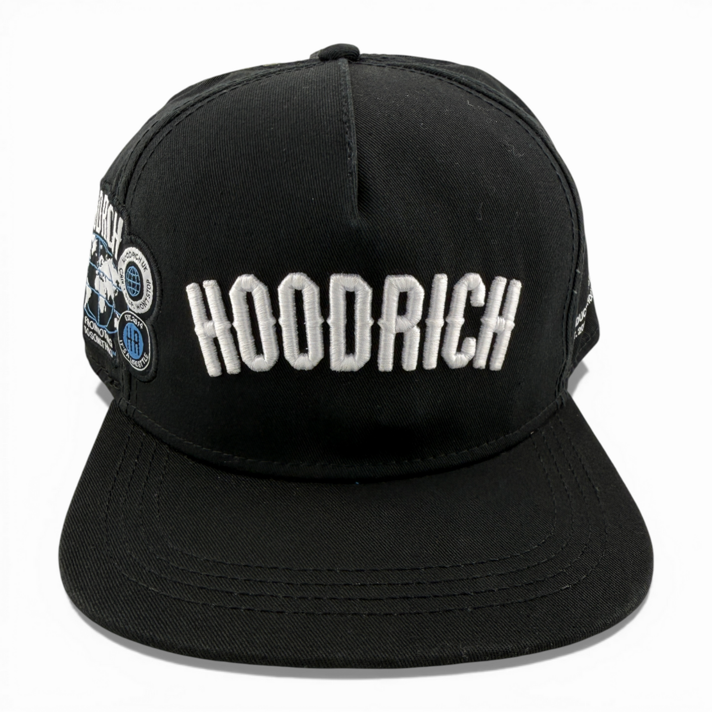 Hoodrich OG Mark Snap Side Patch Black/Blue Flat Bill Adjustable Snapback Hat