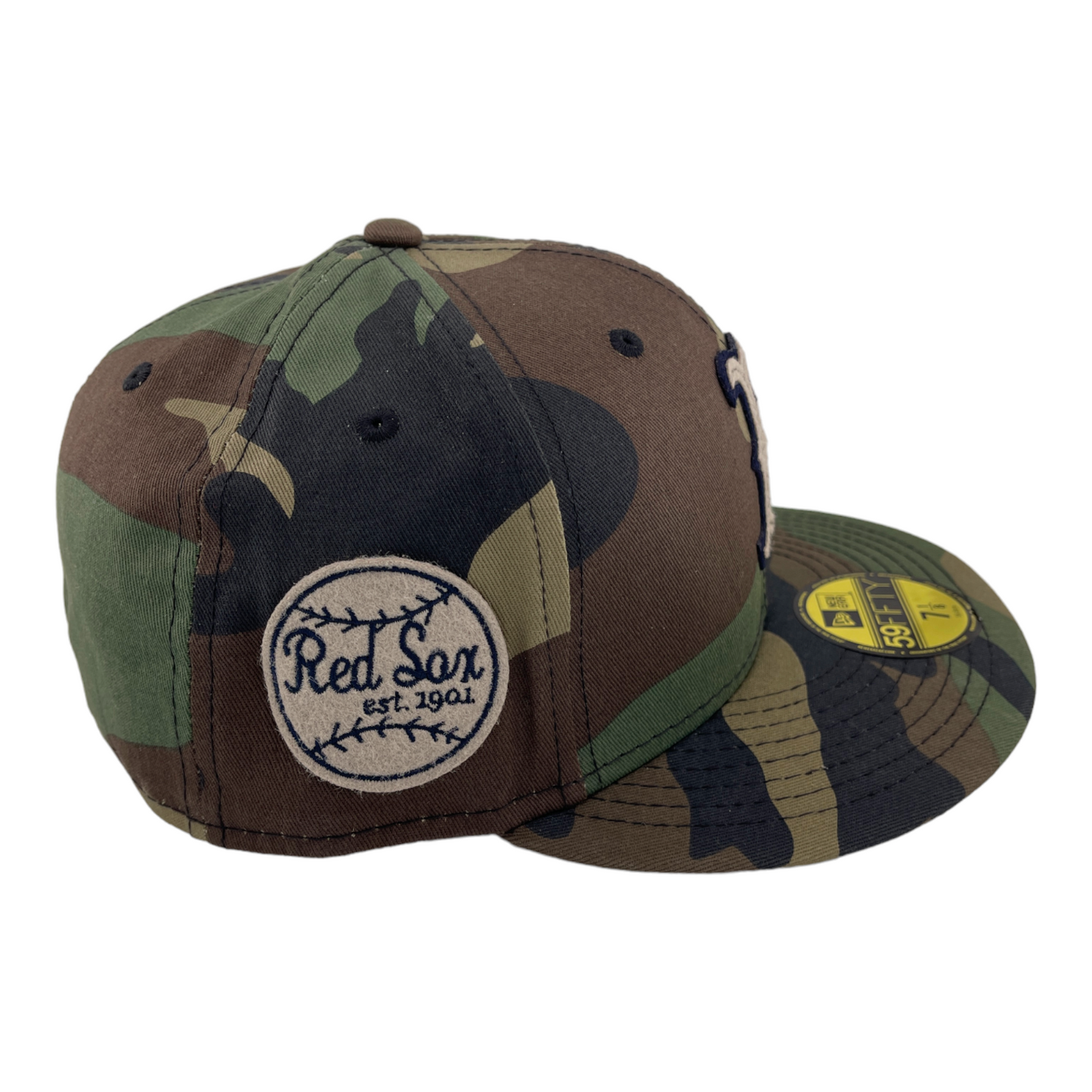 New Era Boston Red Sox Camo Felt Side Patch & Logo Camouflage Green 59FIFTY Hat