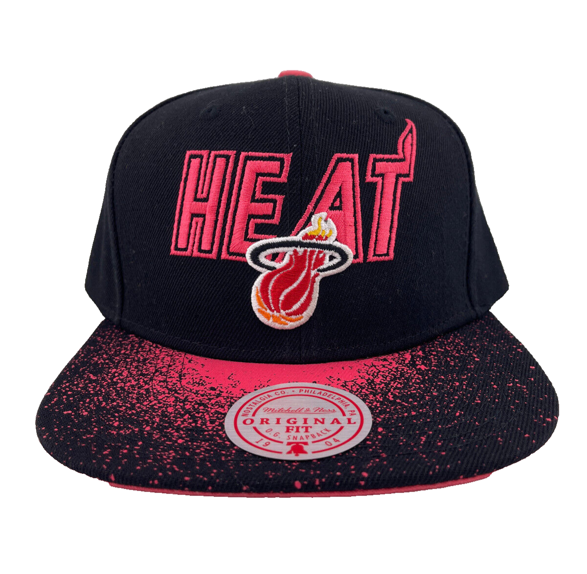 Mitchell & Ness Miami Heat NBA Spray Paint Splatter Black/Pink UV Snapback Hat