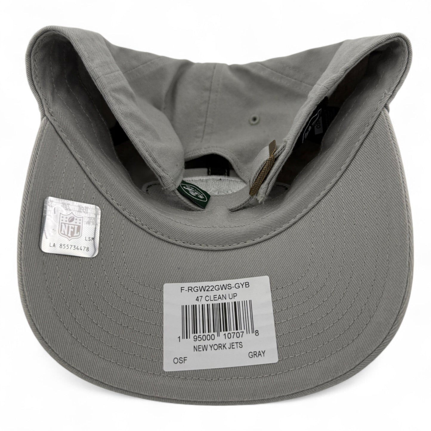 '47 Brand New York Jets NFL Team Basic Grey Clean Up Adjustable Dad Hat Cap