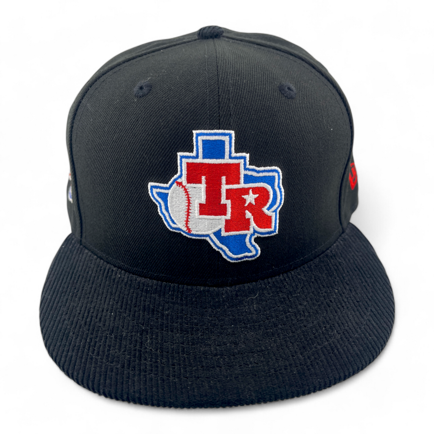 New Era Texas Rangers MLB Black Cord Corduroy Visor Patch 59FIFTY Fitted Hat Cap