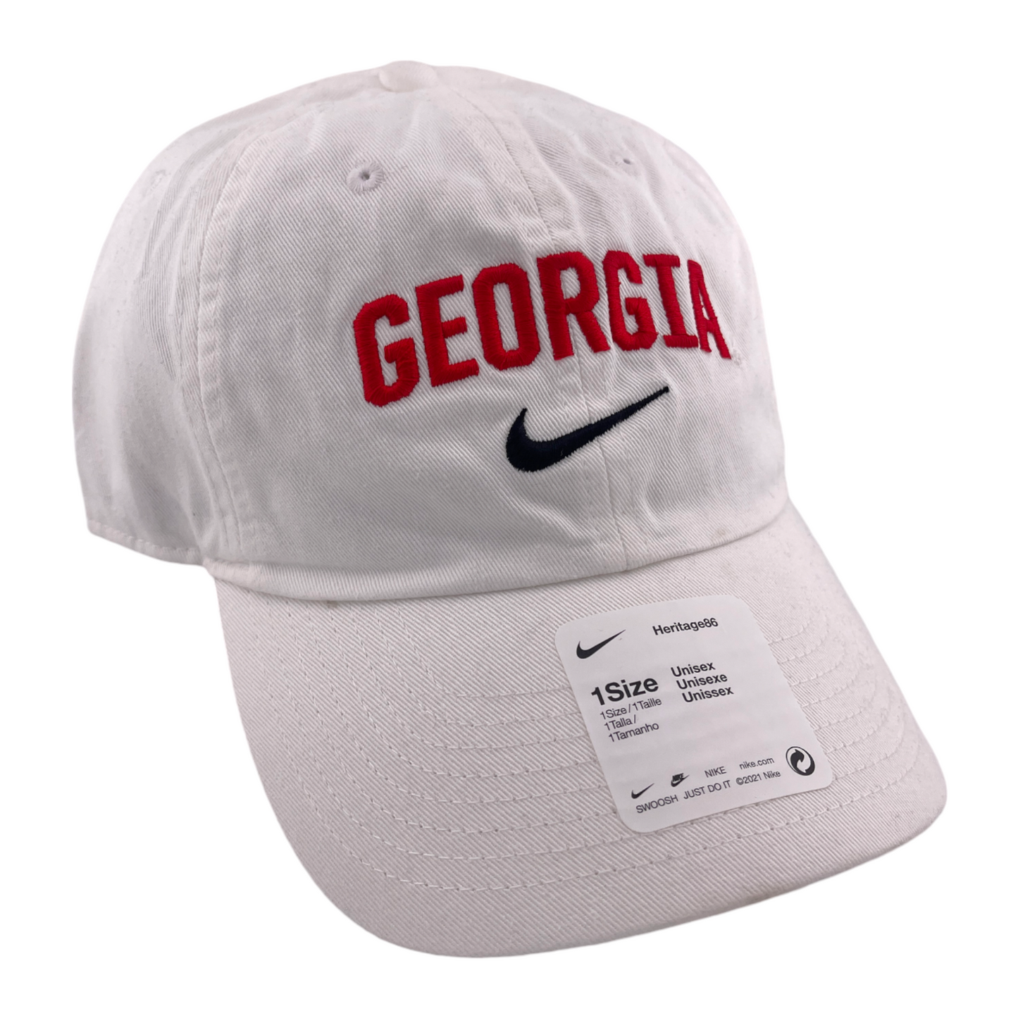 Nike University of Georgia Bulldogs White Heritage86 Adjustable Dad Hat Cap