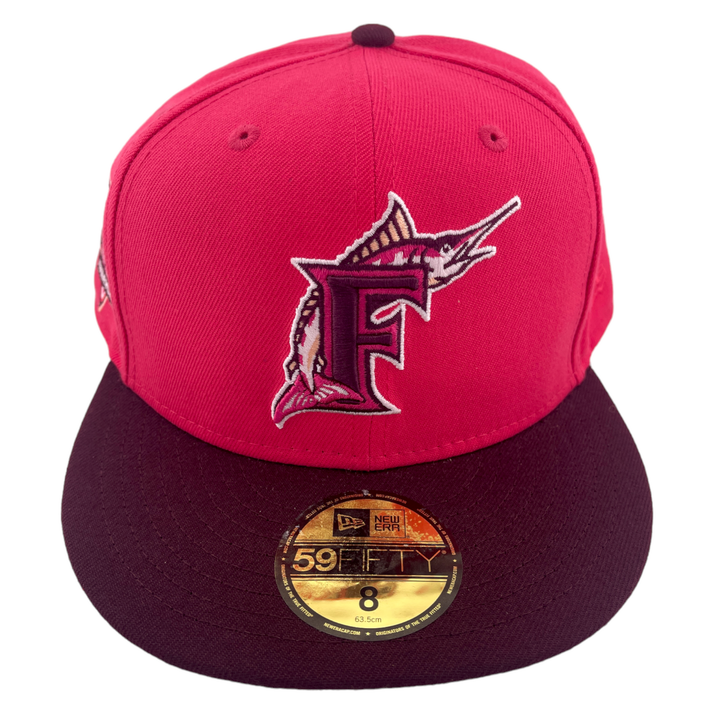 New Era Florida Marlins 10th Anniversary Patch Pink/Burgundy Peach 59FIFTY Hat Cap