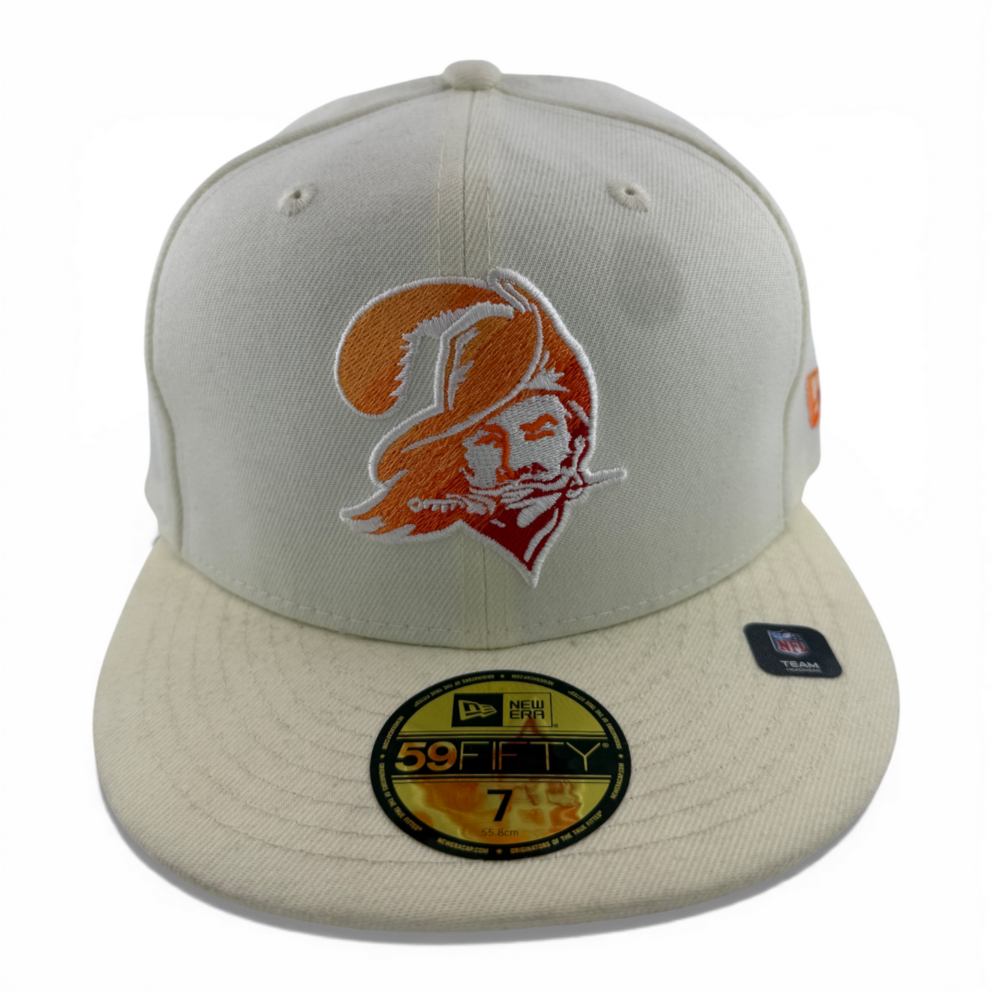 New Era Tampa Bay Buccaneers NFL Cream Throwback 59Fifty Fitted Hat Cap DAMAGED