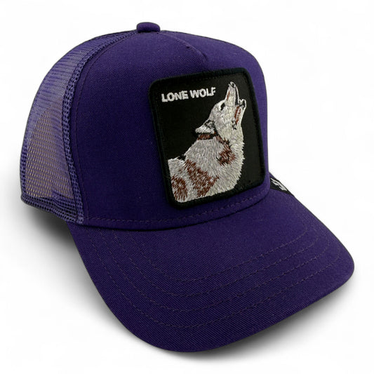 Goorin Bros Lone Wolf Lil Lobo The Farm Purple Trucker Adjustable Snapback Hat