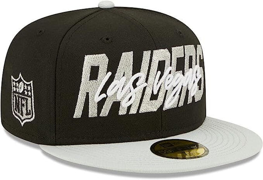 New Era Las Vegas Raiders 2022 Draft On Stage Script NFL 59FIFTY Fitted Hat Cap