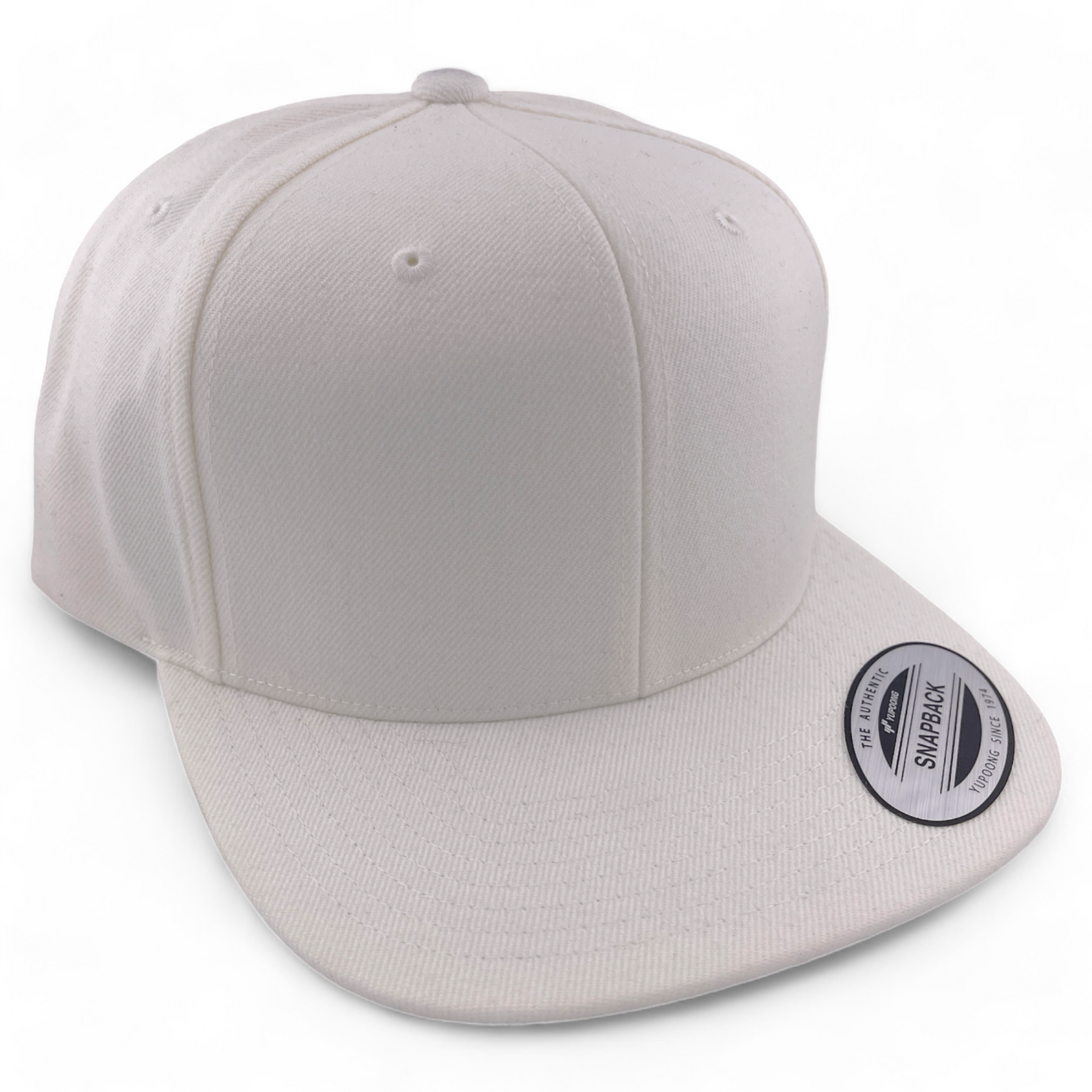 The Authentic Yupoong Blank For Customs All White Adjustable SnapBack Hat Cap