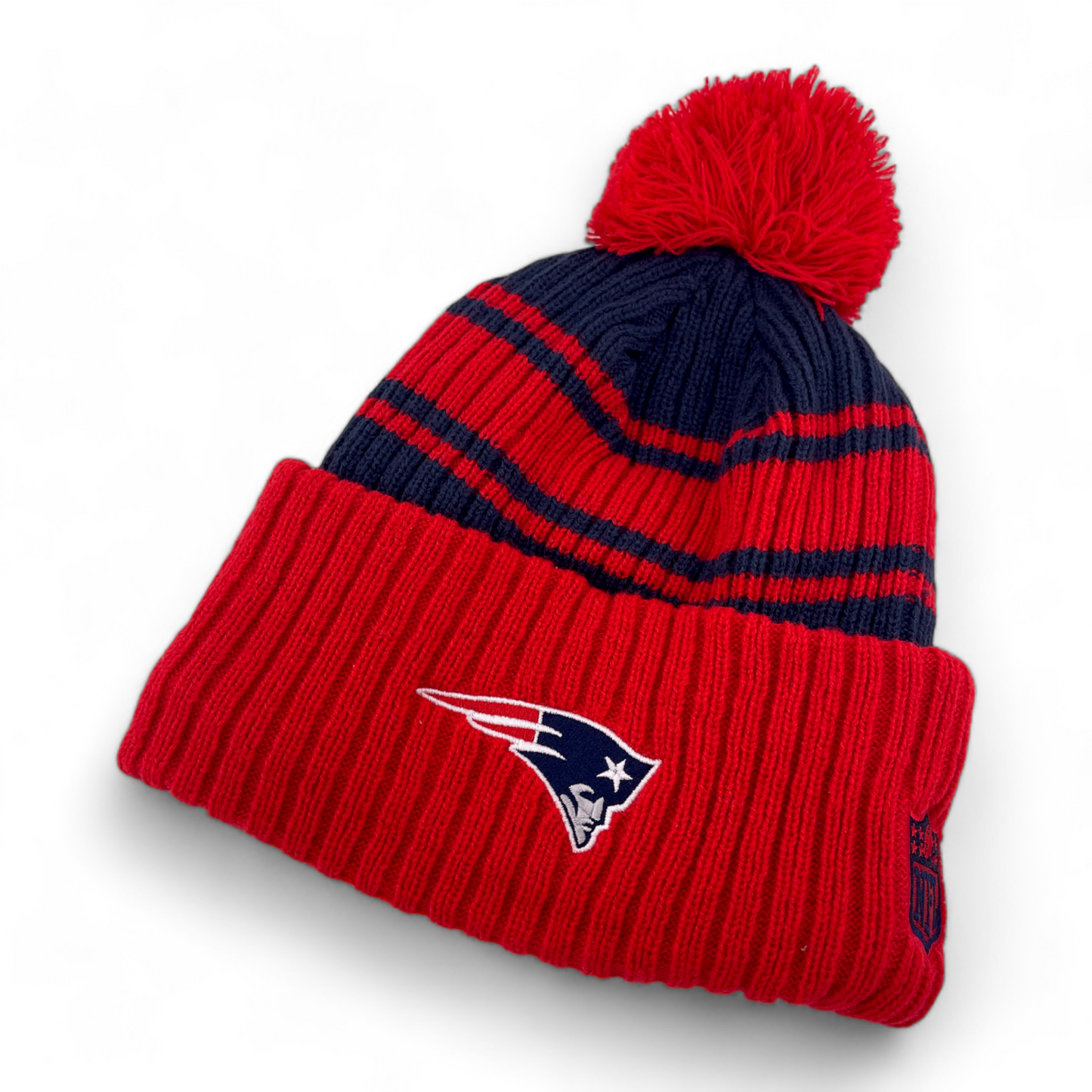 New Era New England Patriots NFL Sport Knit Removable Pom Beanie Cuffed Cap Hat