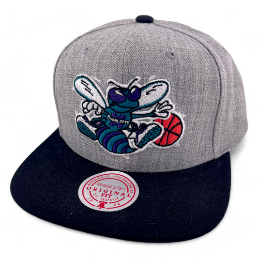 Mitchell & Ness Charlotte Hornets NBA Heather Under Pop Black Snapback Hat Cap