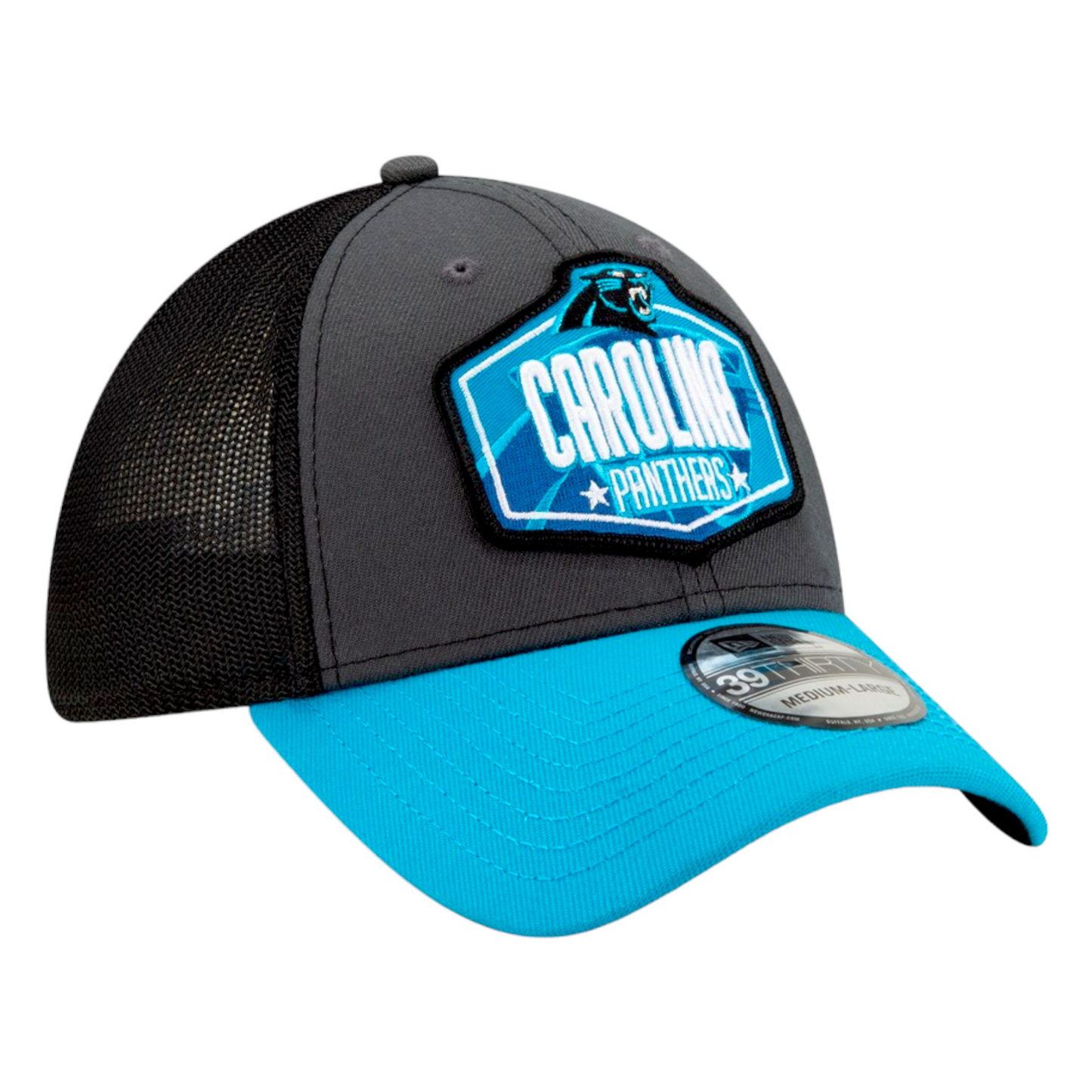 New Era Carolina Panthers 2021 NFL Draft Blue/Grey 39Thirty Flex Trucker Hat Cap