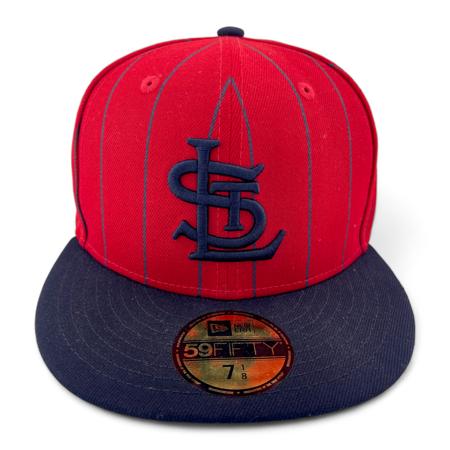 New Era St Louis Cardinals MLB Throwback Pinstripe Bird Cage 59FIFTY Fitted Hat