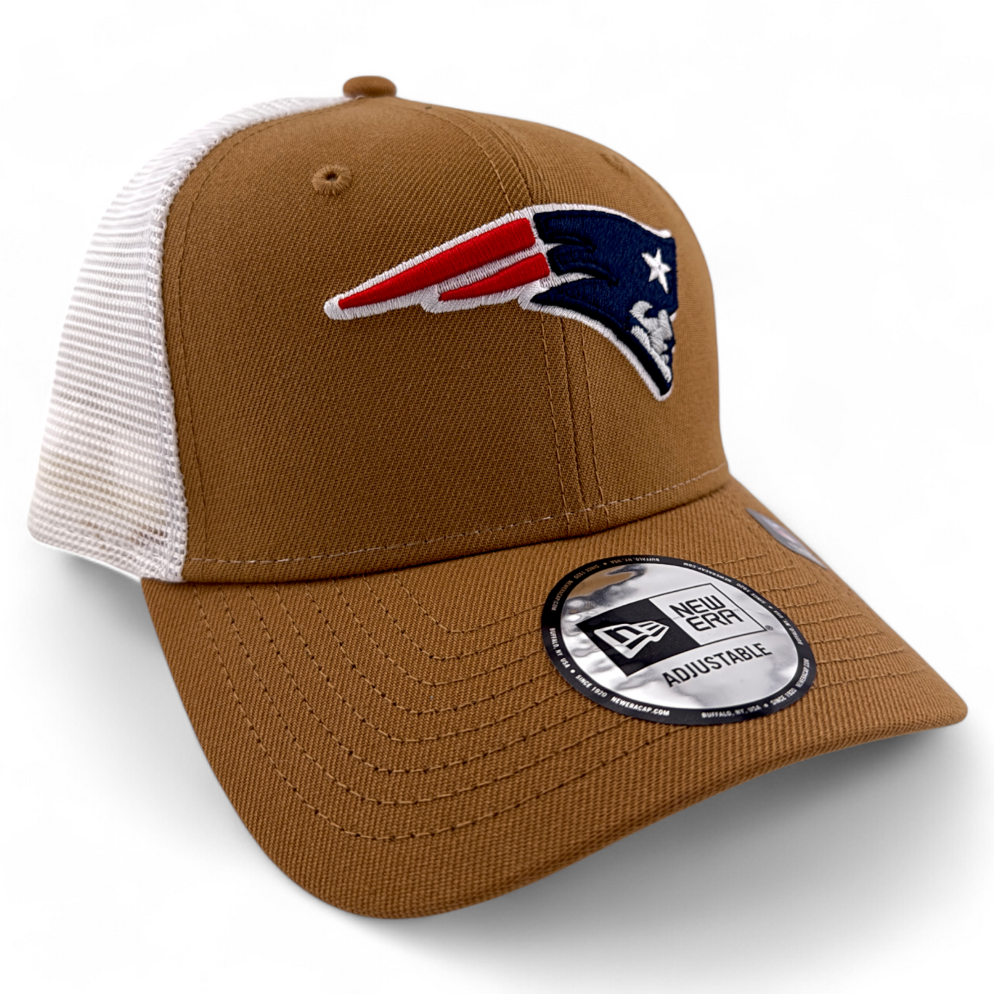 New Era New England Patriots NFL Tan/White Snapback Adjustable Trucker Hat Cap