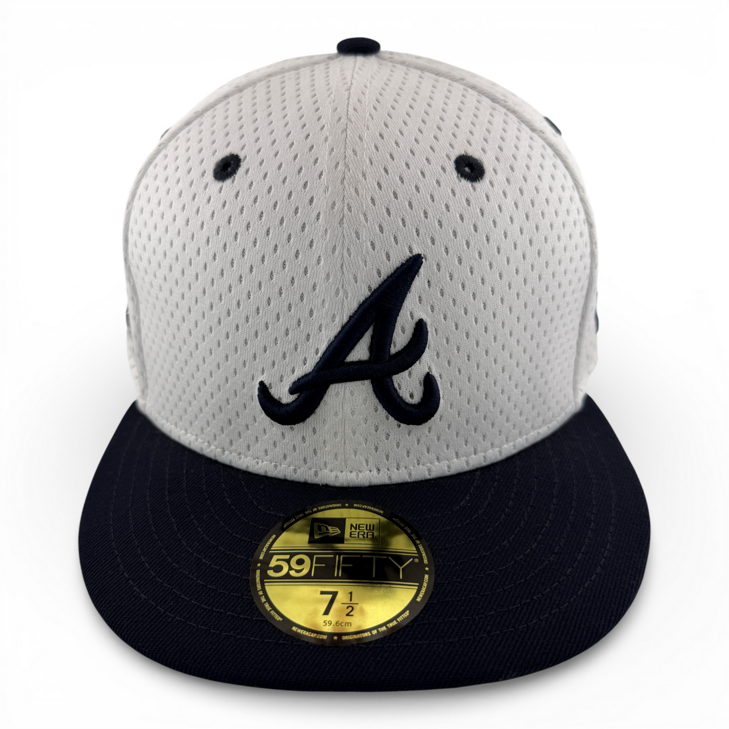 New Era Atlanta Braves MLB Throwback Jersey Mesh Navy 59Fifty Fitted Hat Cap