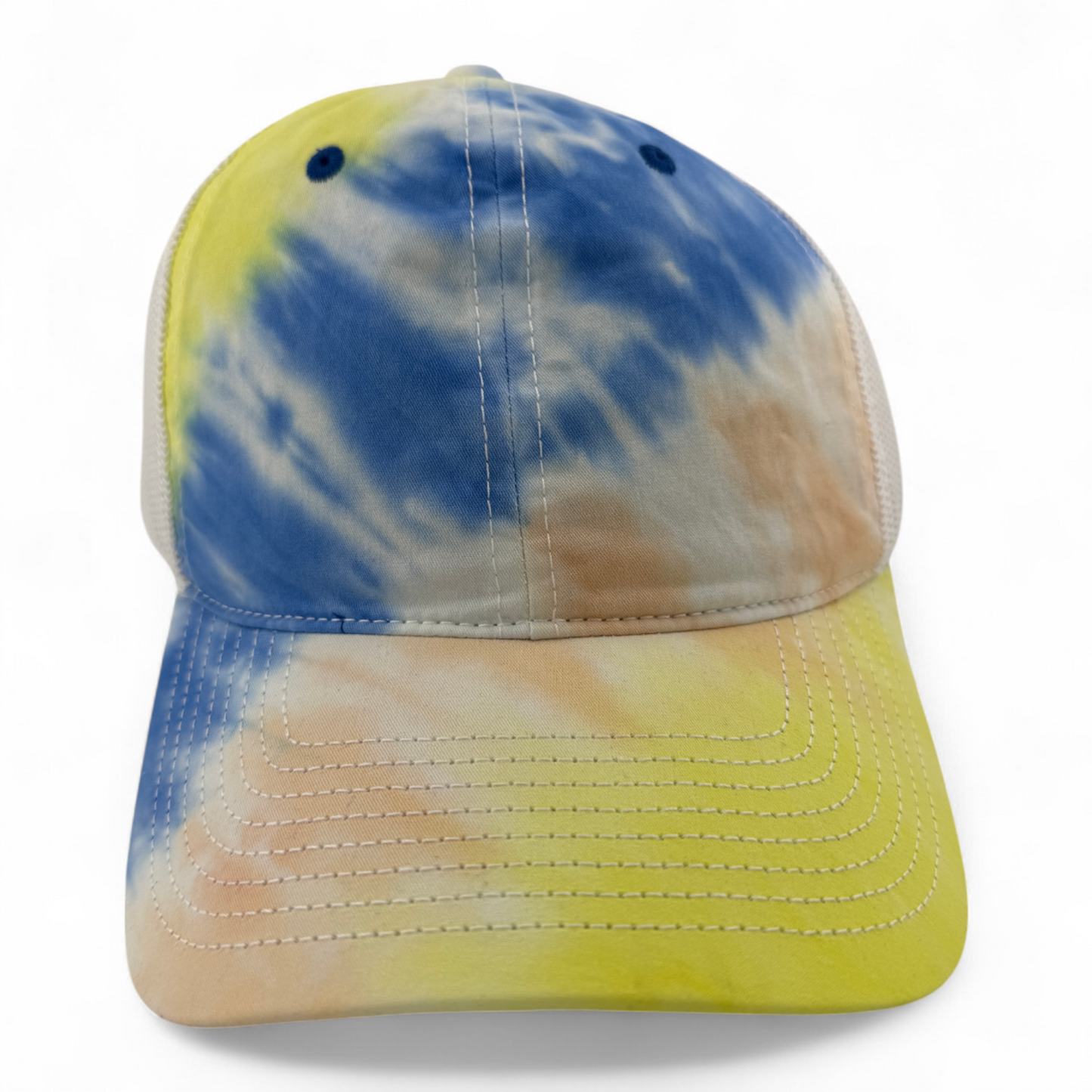 The Game GB470 Sunrise Tie Dye Trucker Mesh Back Snapback Adjustable Dad Hat Cap